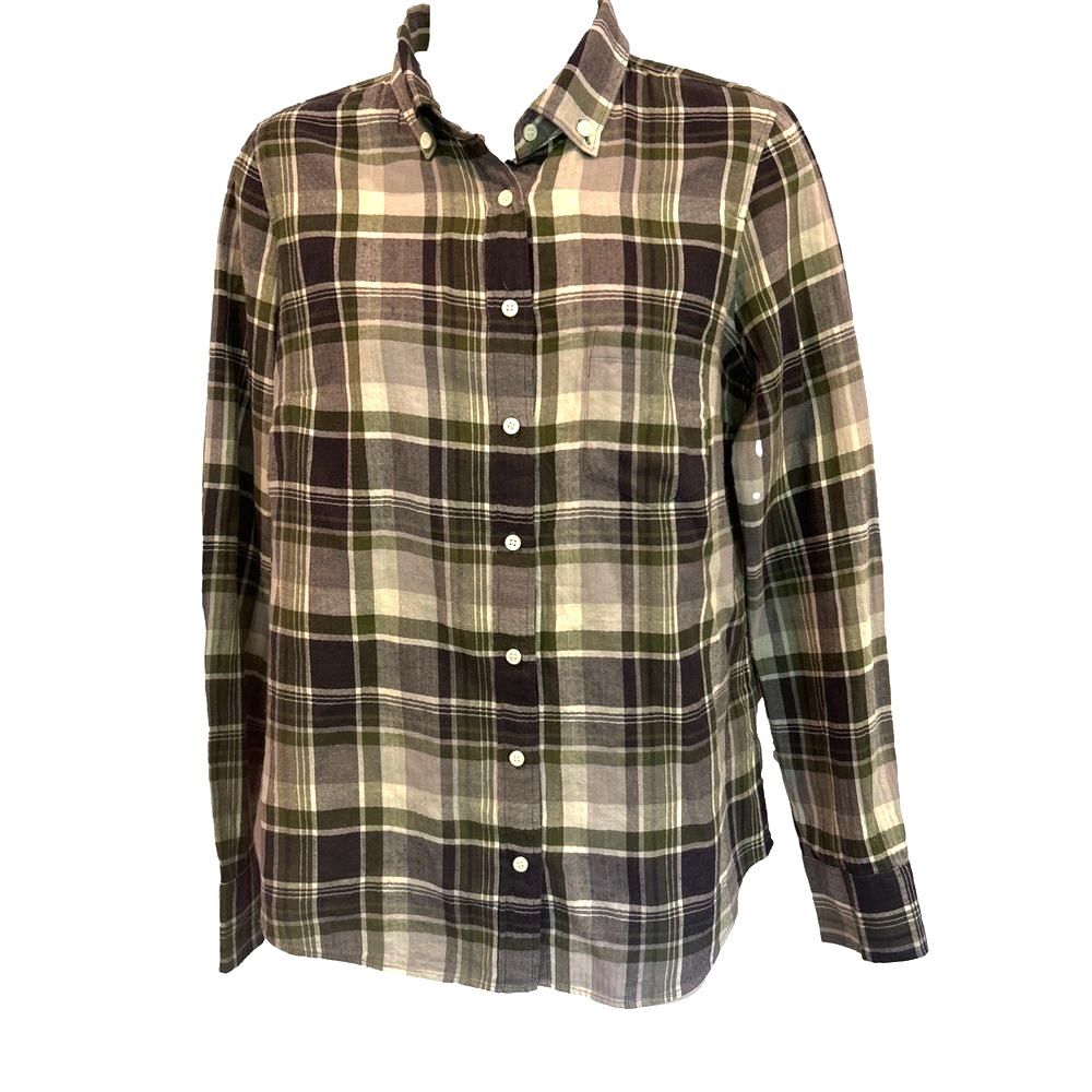 J. Crew Ladies Soft Green & Navy Plaid button down